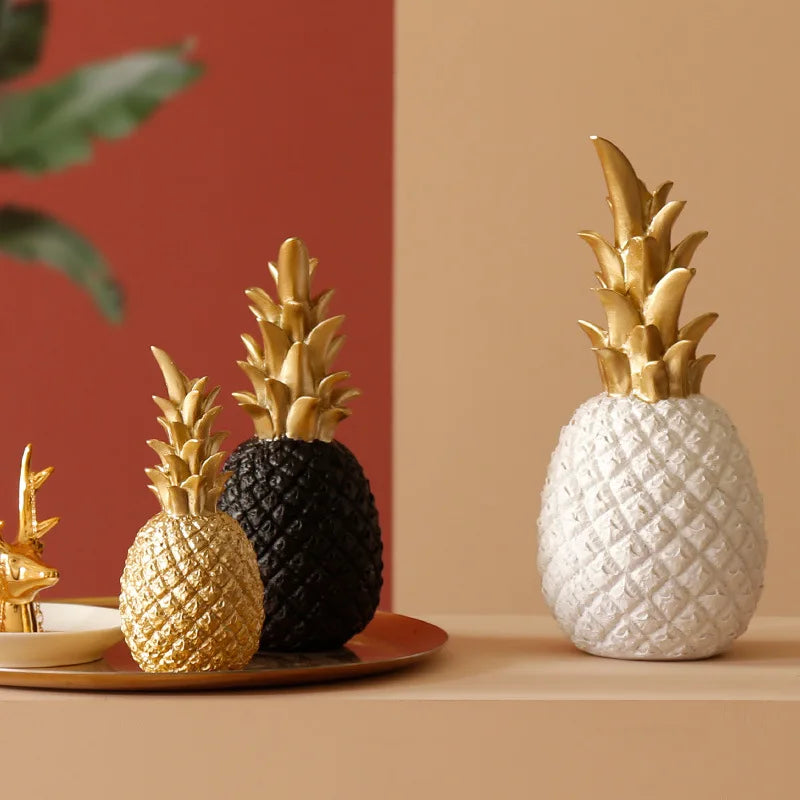 Nordic Gold Resin Pineapple Decor for Living Room & Wine Cabinet