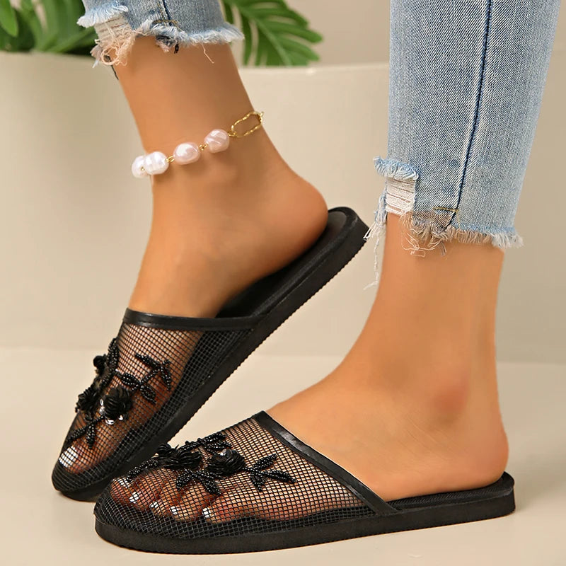 2025 Elegant Crystal Floral Slippers – Women’s Daily Comfort