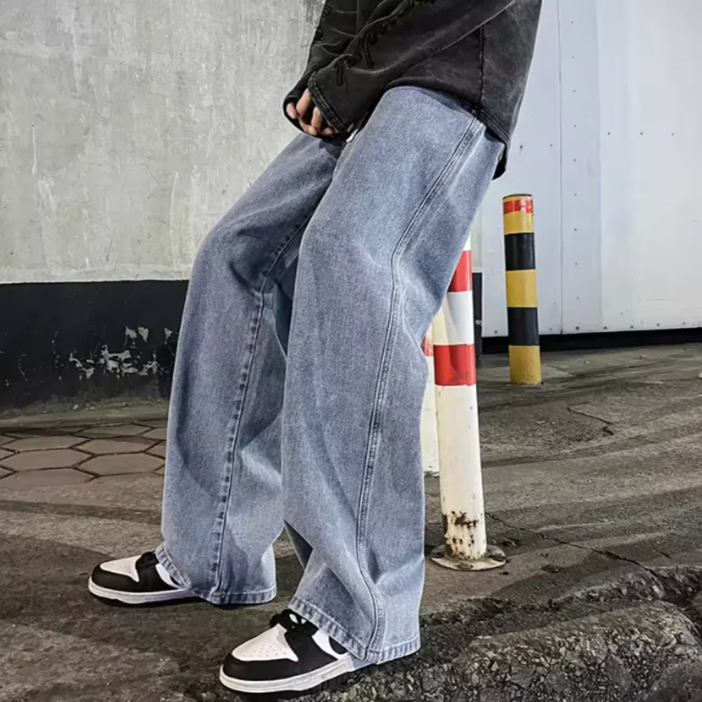 2025 Korean Streetwear Loose Jeans – Men’s Wide Leg