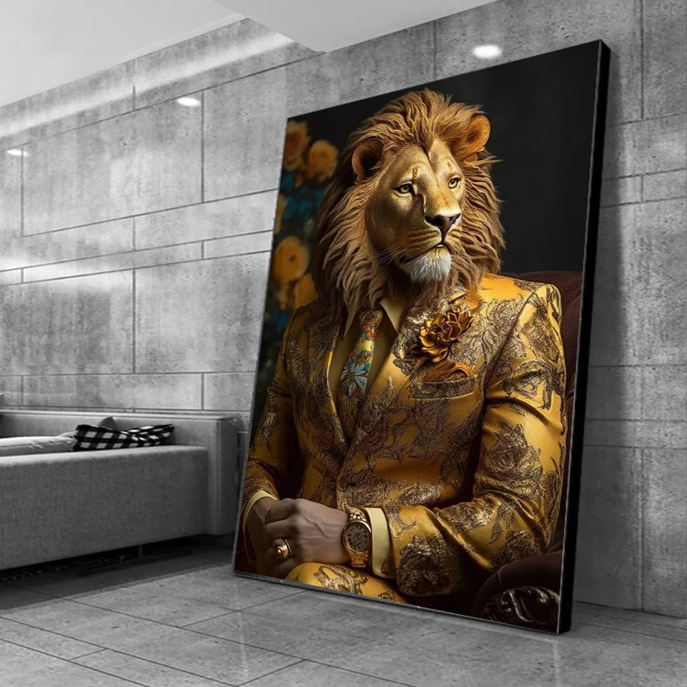 Luxury Lion Smoking Cigar Canvas