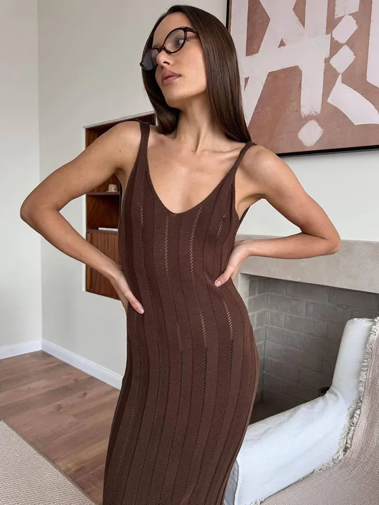 Tossy Summer Knit Ribbed Maxi Dress