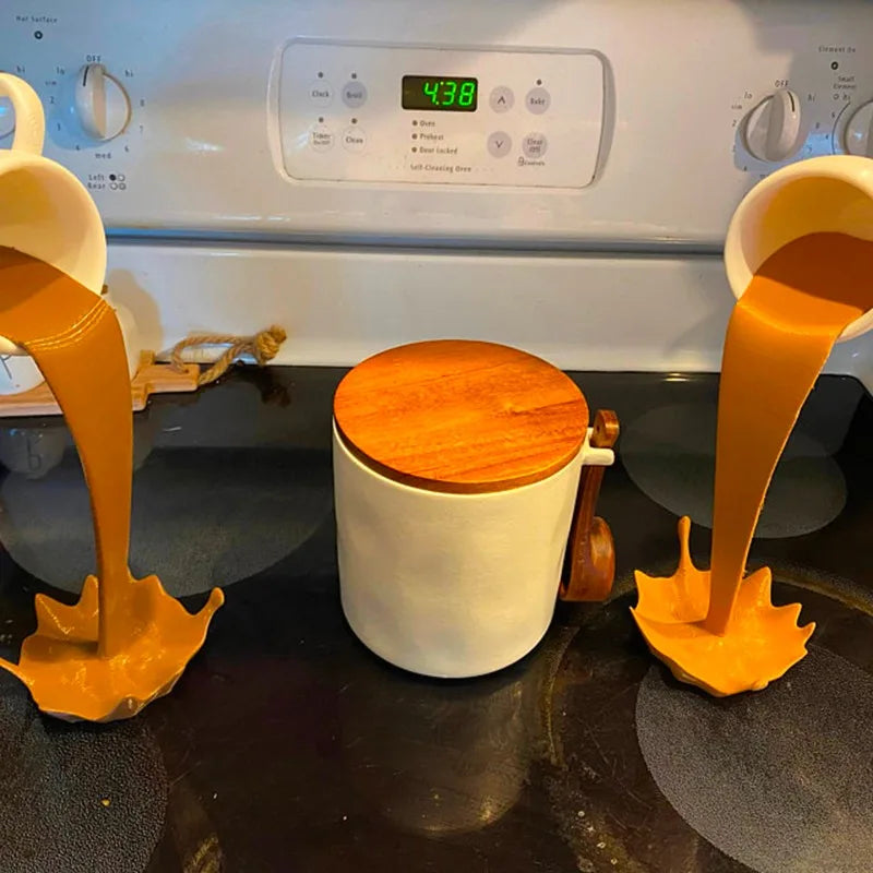 Floating Spilling Coffee Cup Sculpture
