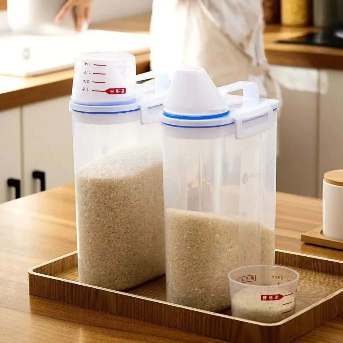 Rice & Grain Storage Canister with Measuring Cup
