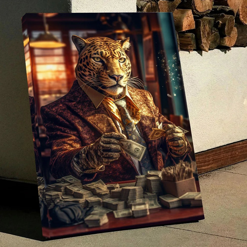 Luxury Lion Smoking Cigar Canvas