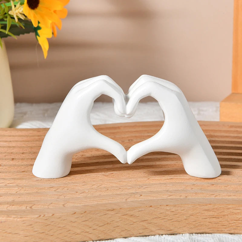 Gold Heart Hand Gesture Statue