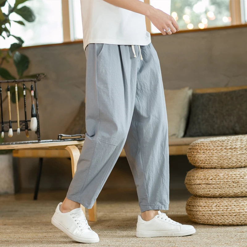 Men's Cotton-Linen Drawstring Pants
