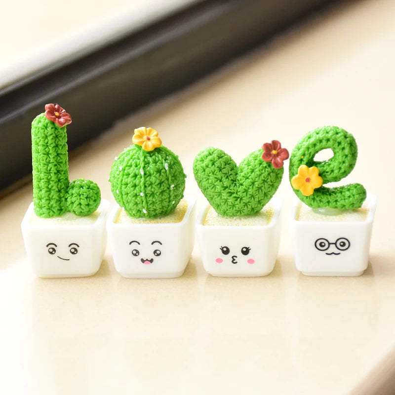 4Pcs Resin Succulent & Cactus Mini Plants