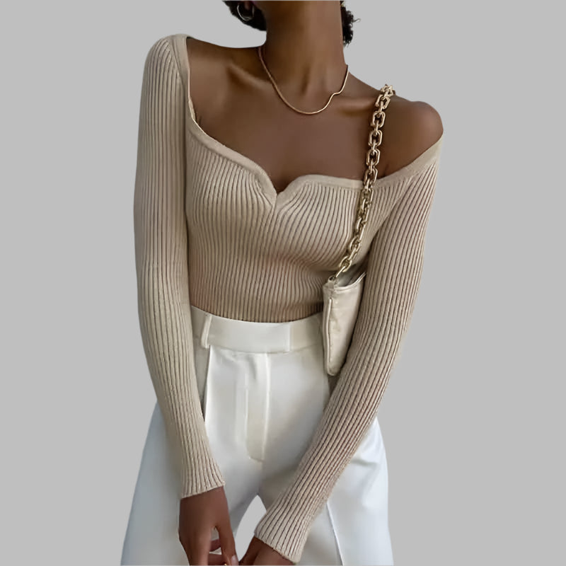 Elegant Square Collar Knit Top