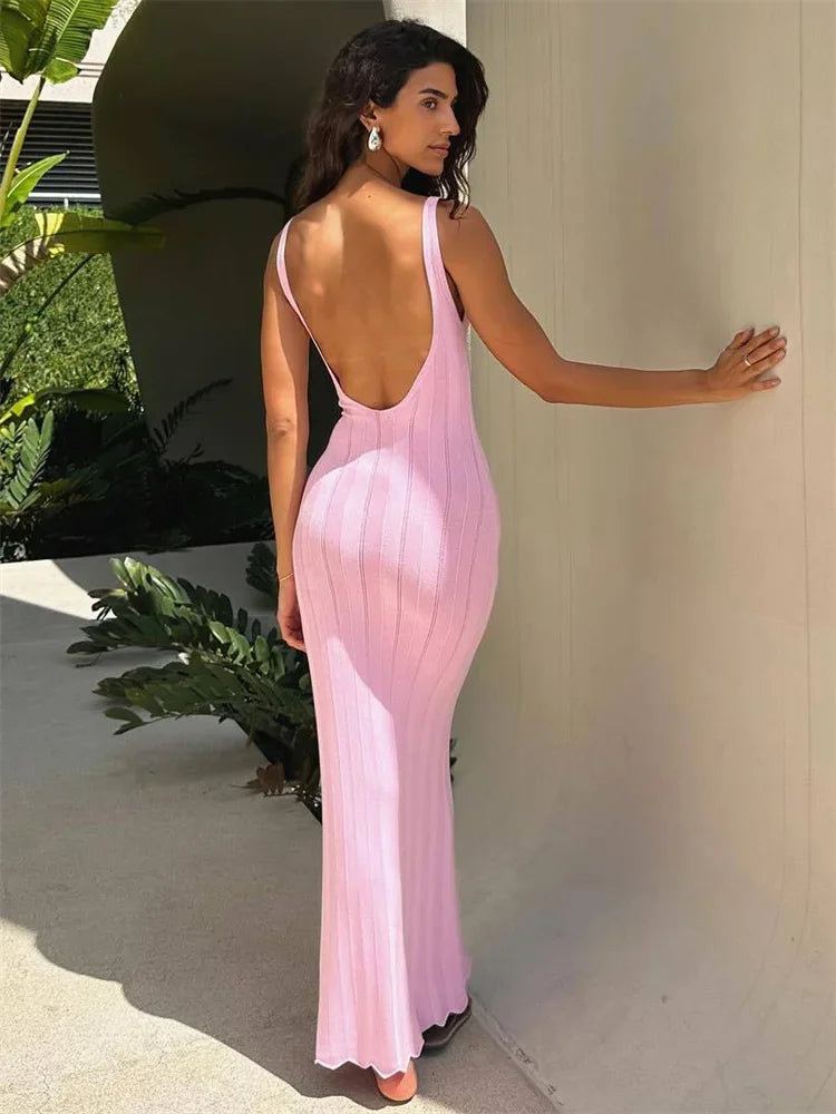 Tossy Summer Knit Ribbed Maxi Dress