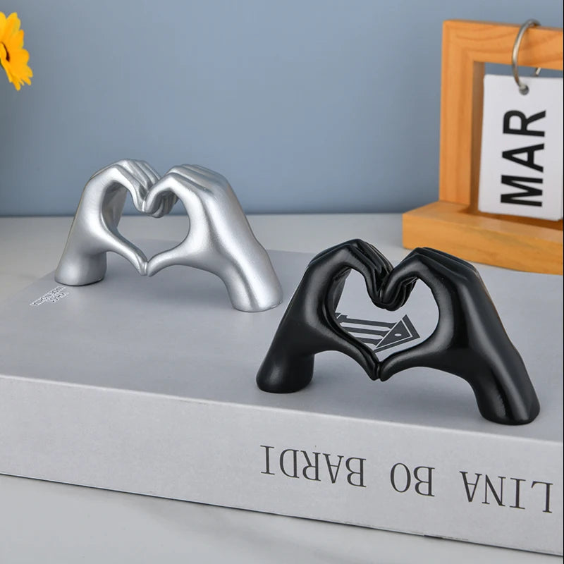 Gold Heart Hand Gesture Statue