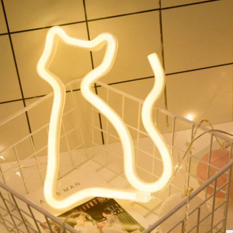 Cat-Shaped LED Neon Sign
