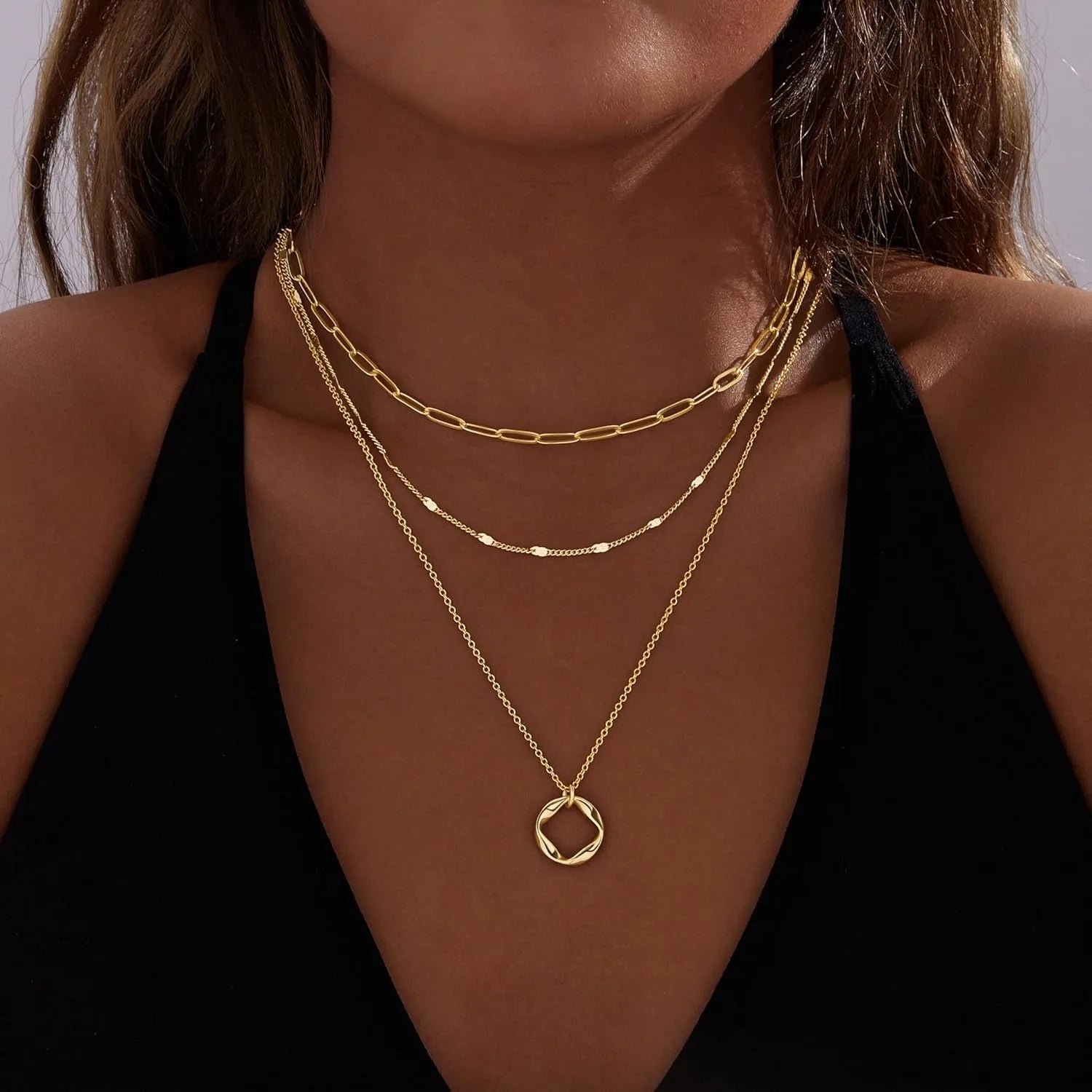 Aurora Luxe™ – 14K Gold Layered Necklace Set