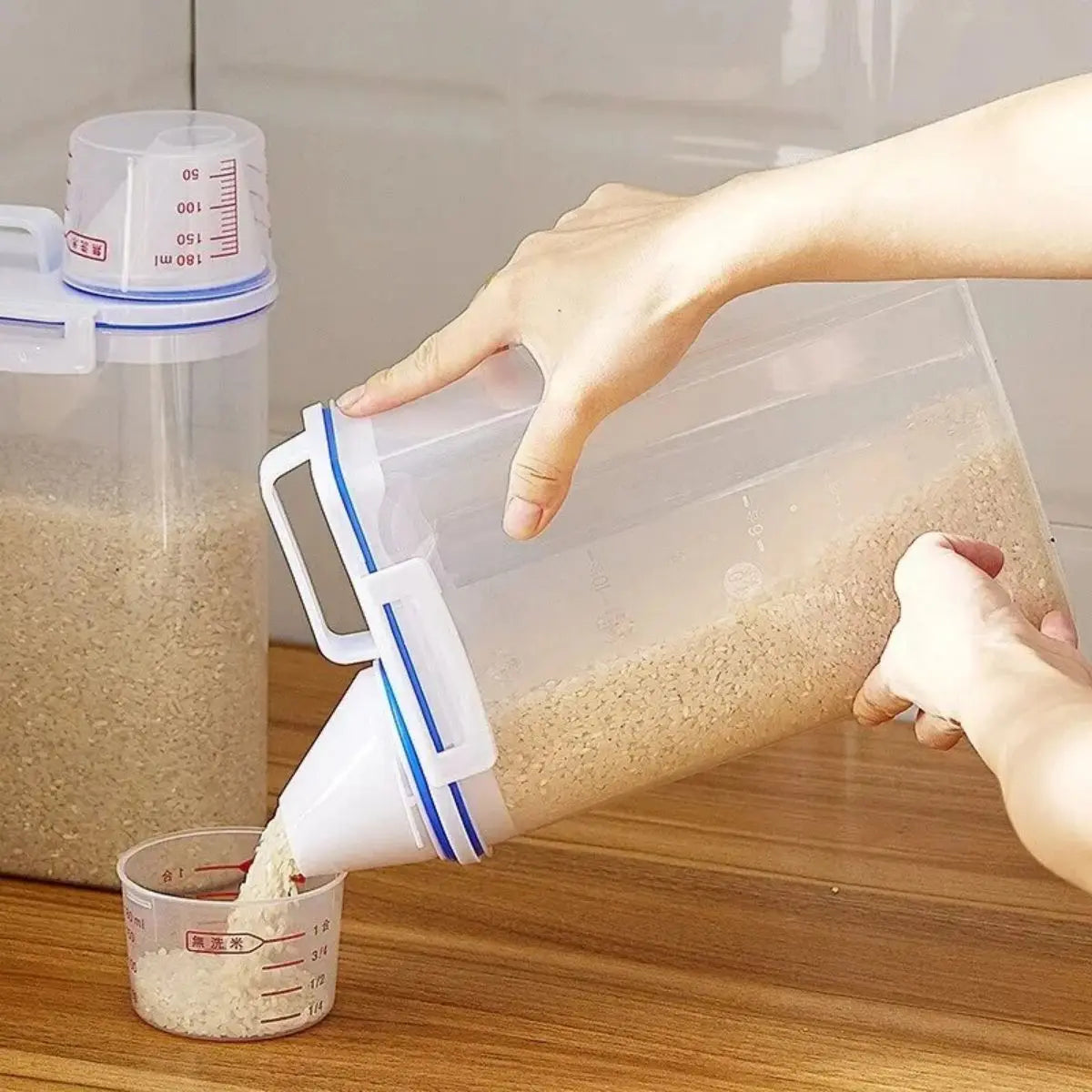 Rice & Grain Storage Canister with Measuring Cup