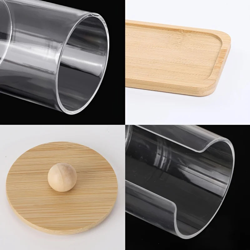 3-Pack 10oz Clear Qtip Holder Set with Vanity Tray