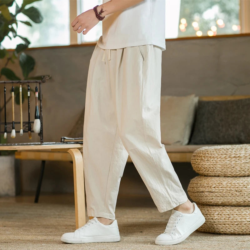 Men's Cotton-Linen Drawstring Pants