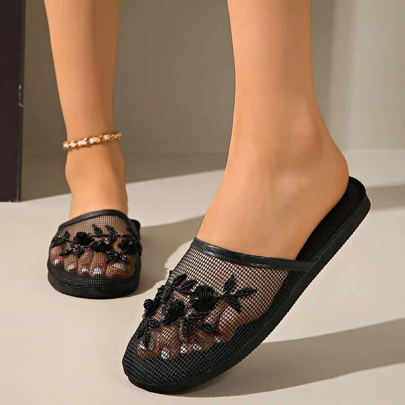 2025 Elegant Crystal Floral Slippers – Women’s Daily Comfort