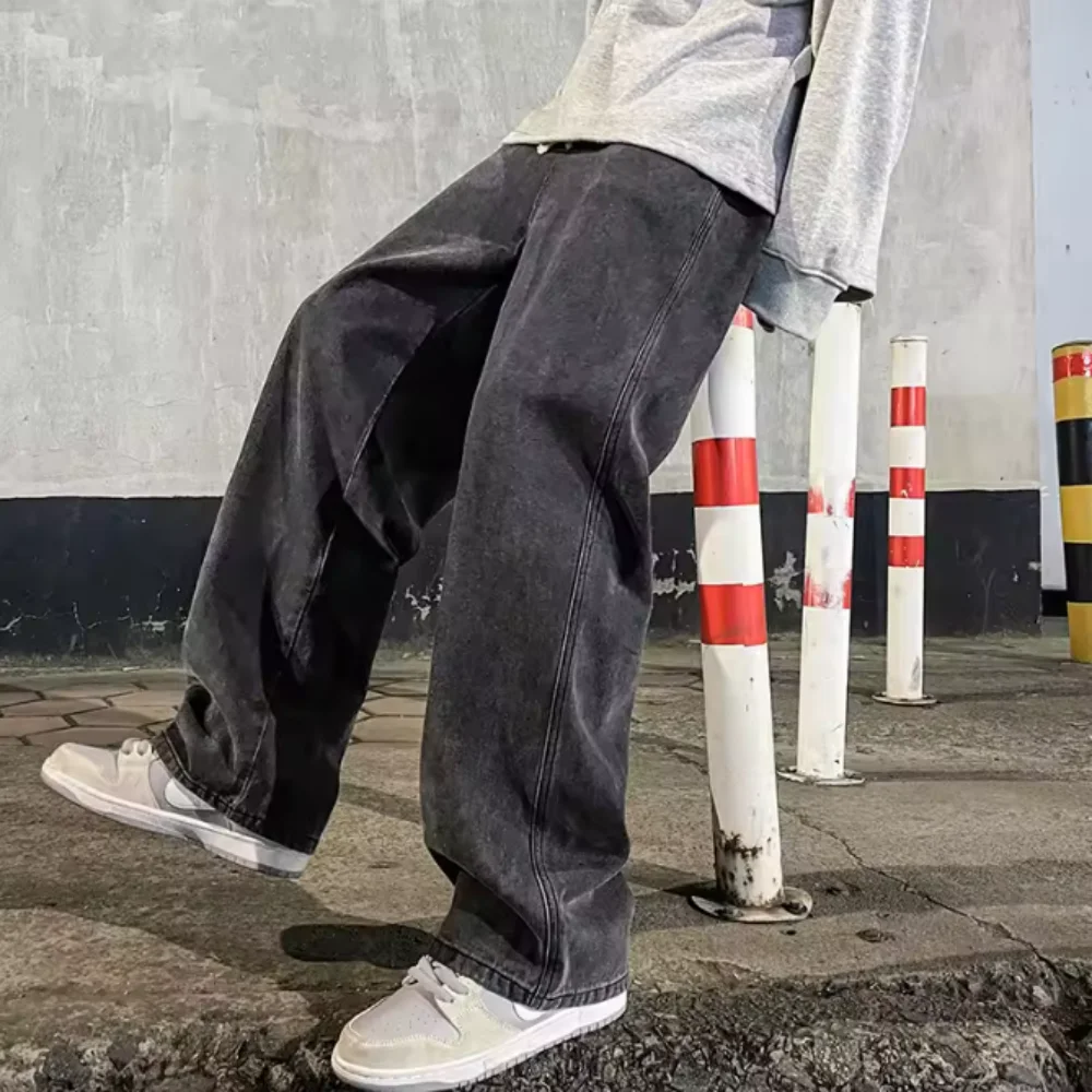 2025 Korean Streetwear Loose Jeans – Men’s Wide Leg