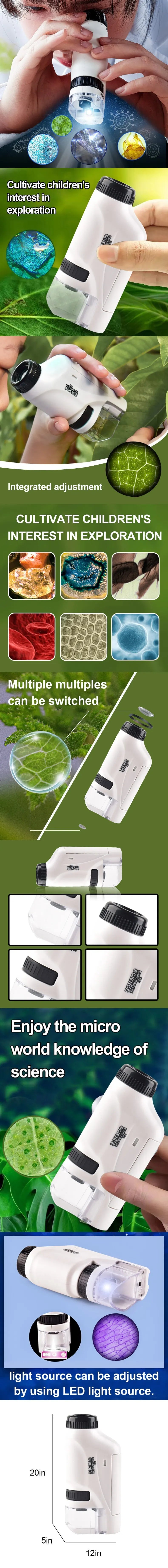 Portable 60-120X LED Microscope Kit – Educational Science Toy for Kids