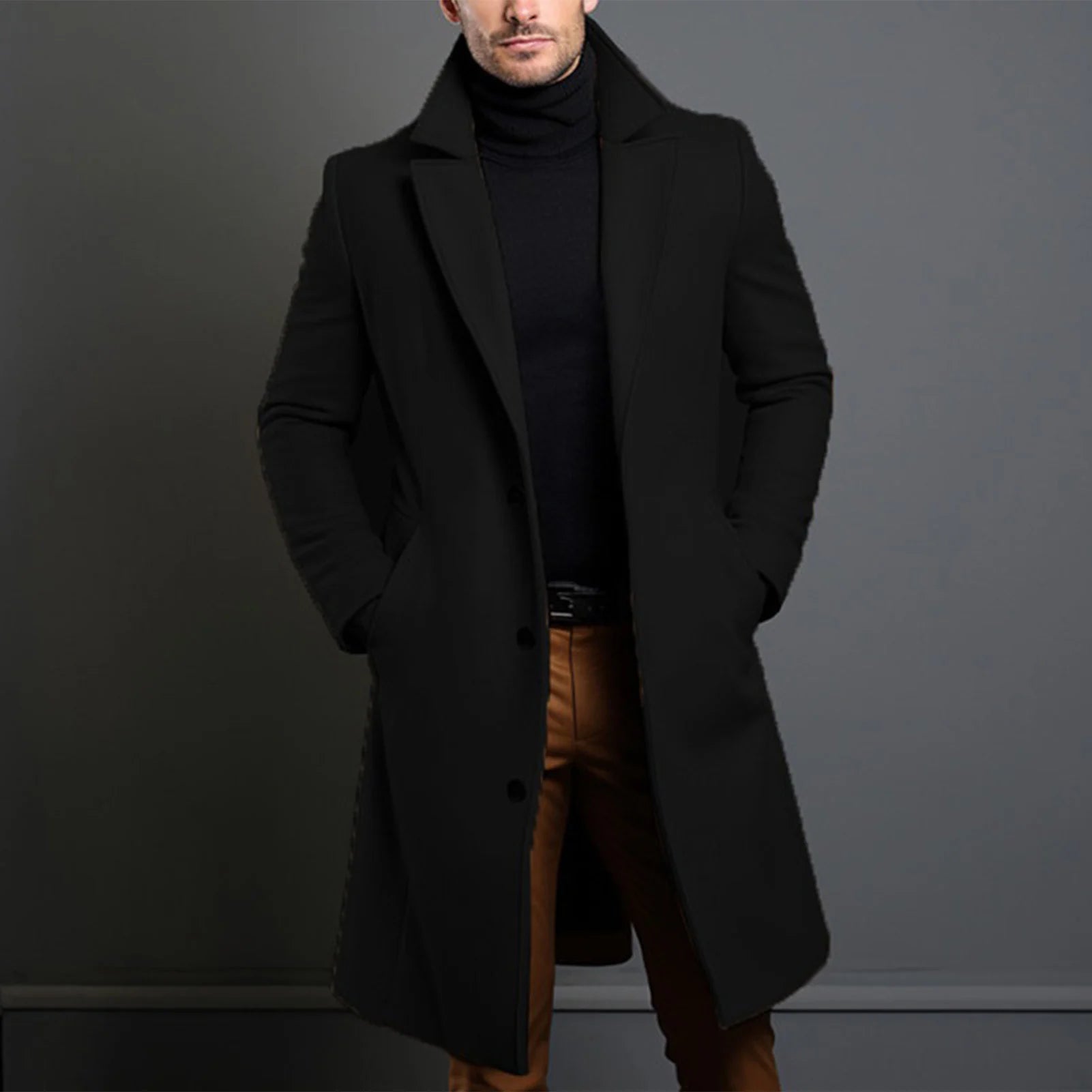 Men's Elegant Long Trench Overcoat