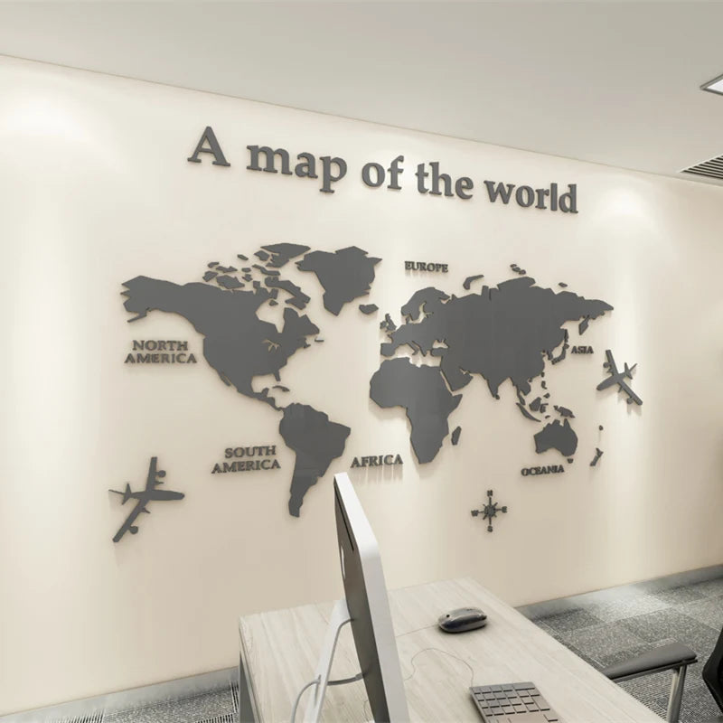 3D Acrylic World Map Wall Sticker