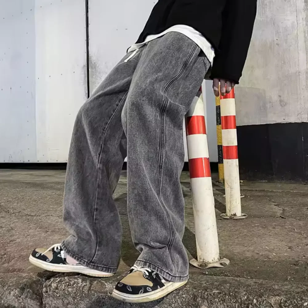 2025 Korean Streetwear Loose Jeans – Men’s Wide Leg