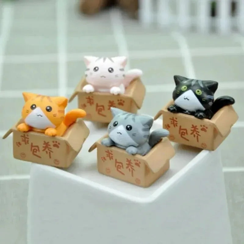 4PCS Mini Cat Ornament Set